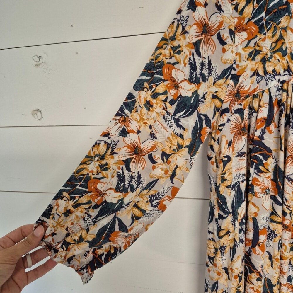 Floral Print 3/4 length Dress By Entro M Lightweight Flowy Womens Apparel - Picture 3 of 6